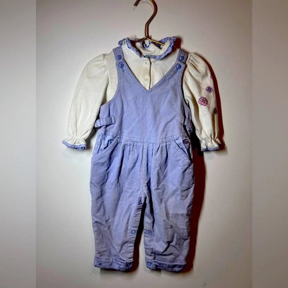 Vintage Izod Lacoste Corduroy Overalls Shirt Set - Picture 1 of 13